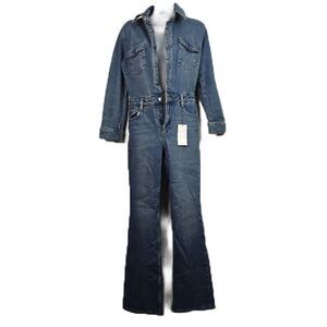Nwt Mango Blue Denim Jumpsuit